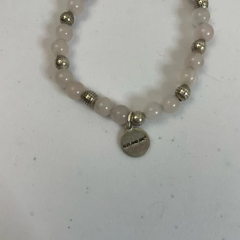 Alex and Ani| White Jade| Silver accent|Stretch bracelet